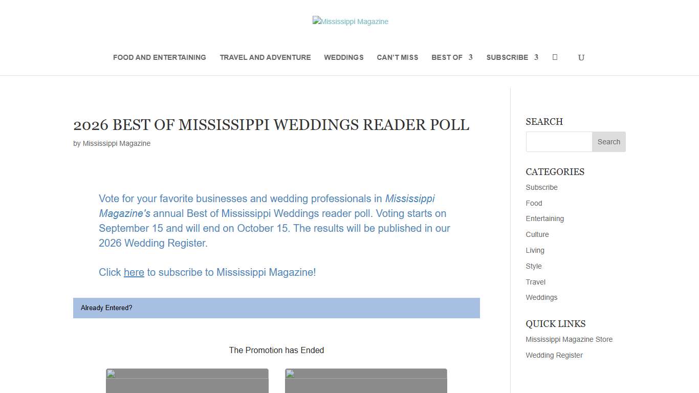 2026 BEST OF MISSISSIPPI WEDDINGS READER POLL - Mississippi Magazine